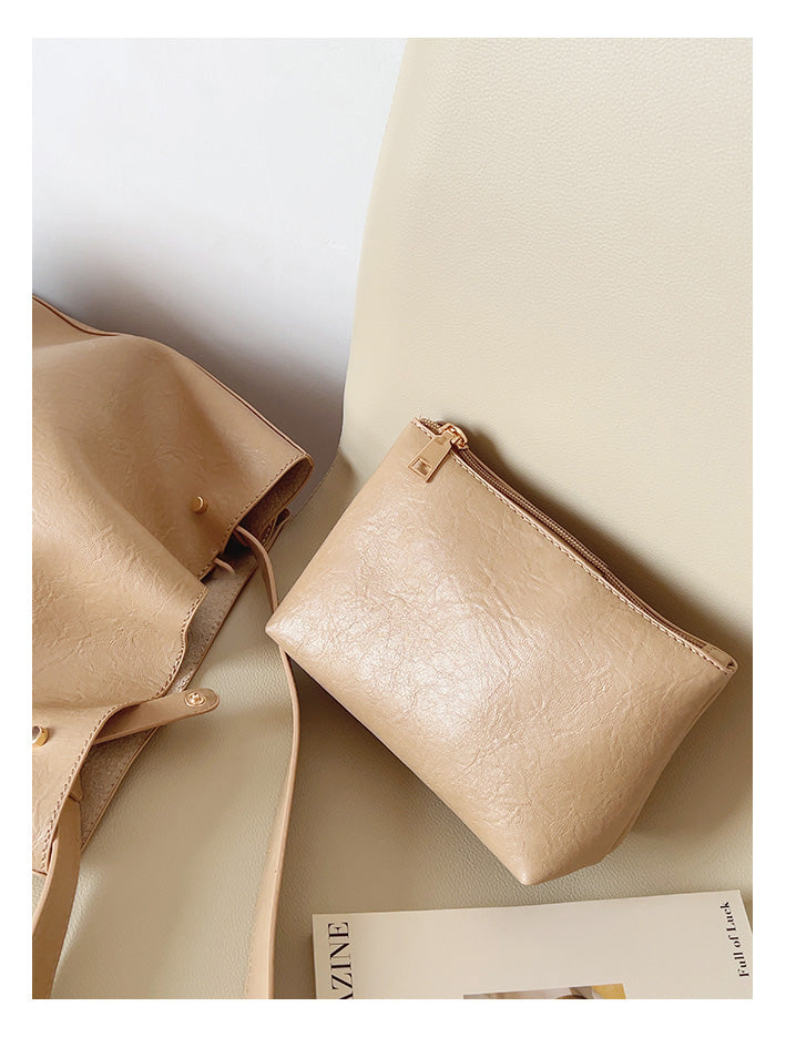 Chic Leather Bucket Bag