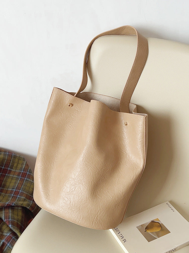Chic Leather Bucket Bag