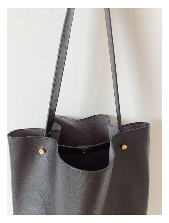 Elena Handbags Chic Leather Bucket Bag