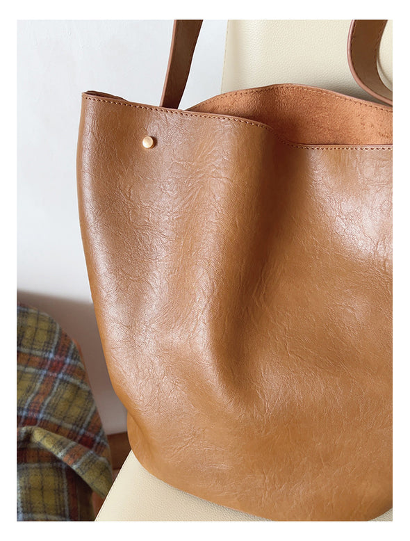 Elena Handbags Chic Leather Bucket Bag