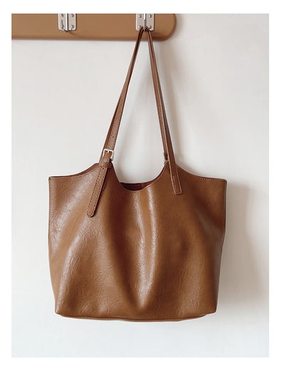 Elena Handbags Simple Leather Tote Bag