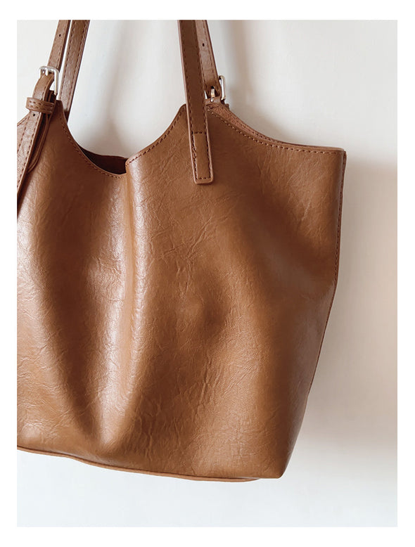 Elena Handbags Simple Leather Tote Bag