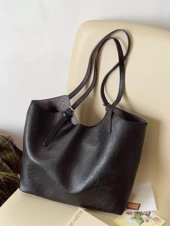 Elena Handbags Simple Leather Tote Bag