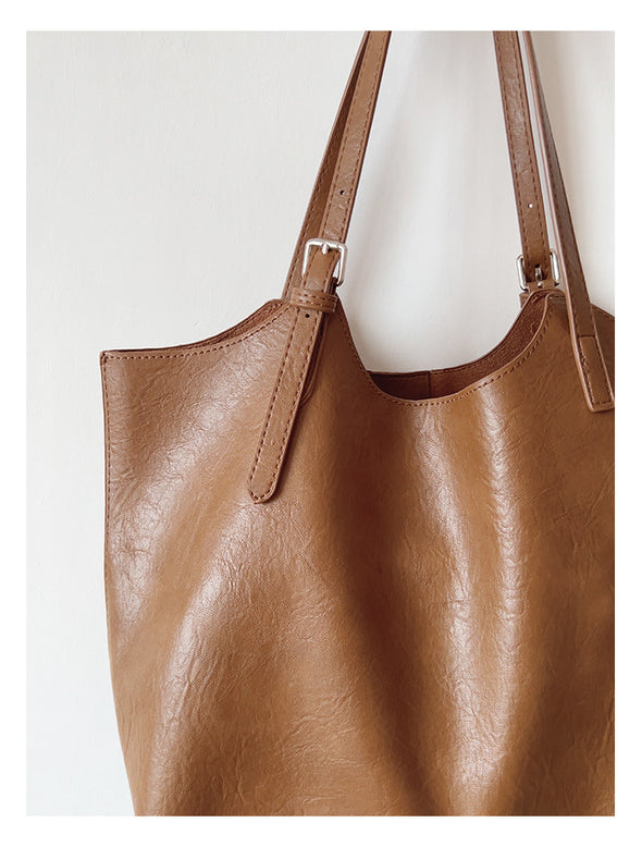 Elena Handbags Simple Leather Tote Bag