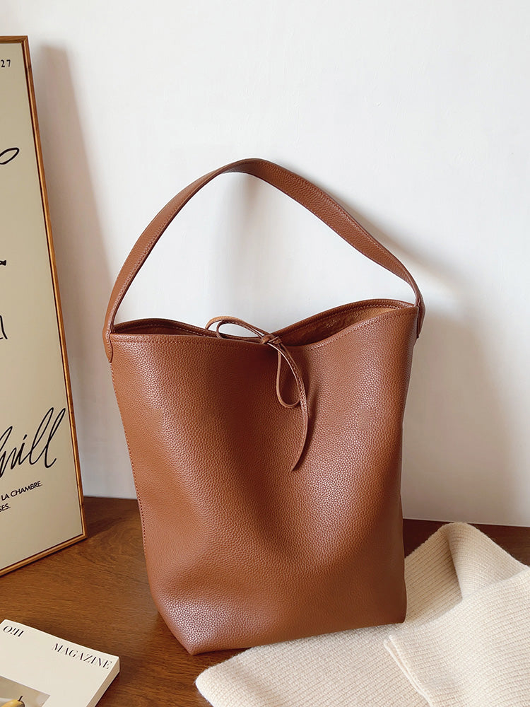 Chic Leather Bucket Bag