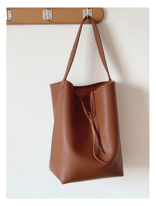 Chic Leather Bucket Bag