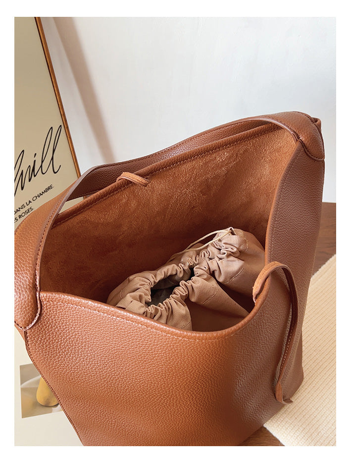 Chic Leather Bucket Bag