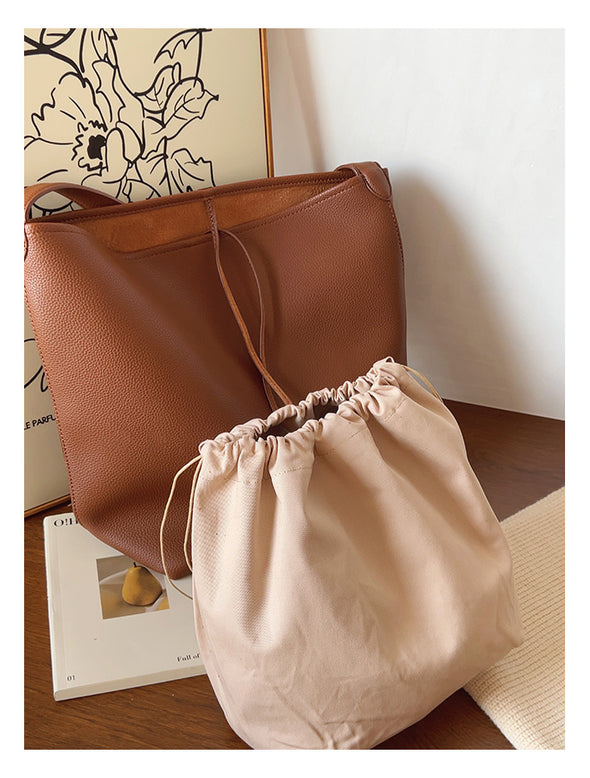 Elena Handbags Chic Leather Bucket Bag