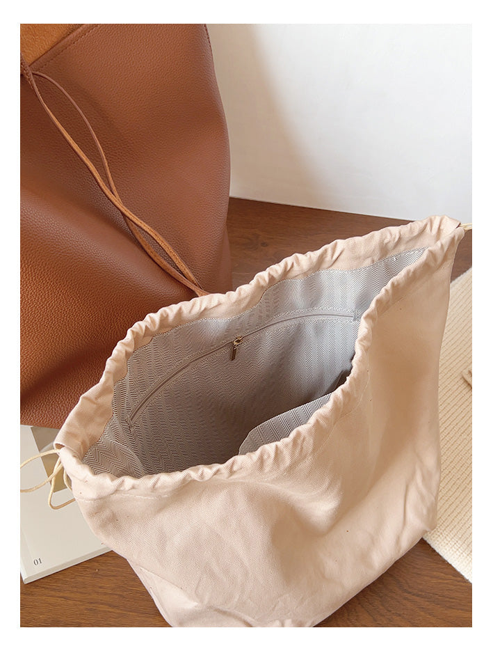 Chic Leather Bucket Bag
