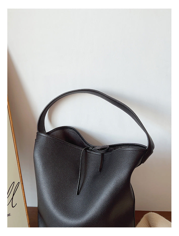 Chic Leather Bucket Bag