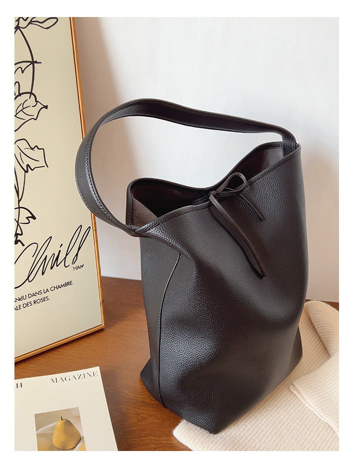Chic Leather Bucket Bag