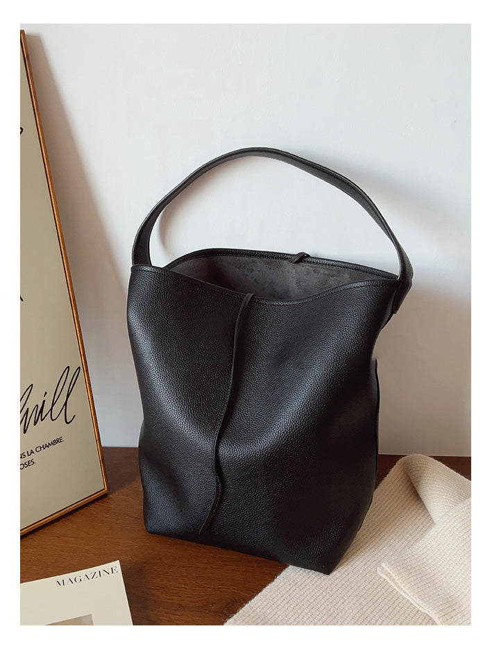 Chic Leather Bucket Bag