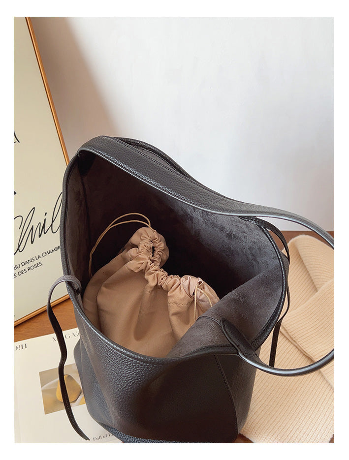 Chic Leather Bucket Bag