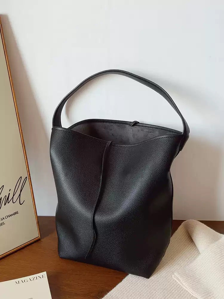 Chic Leather Bucket Bag