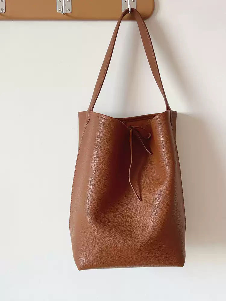 Chic Leather Bucket Bag