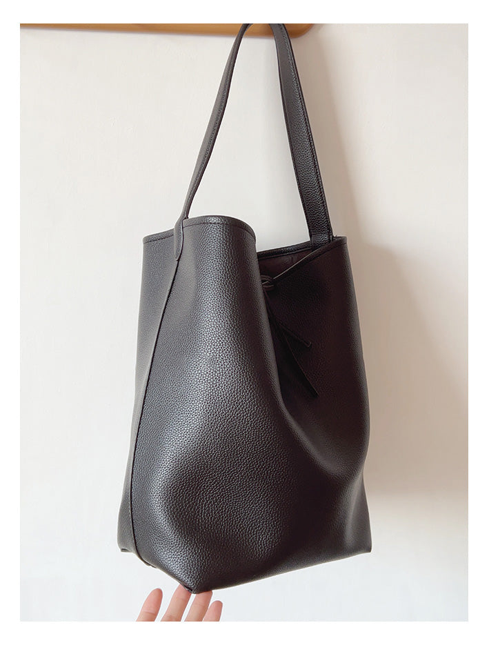 Chic Leather Bucket Bag