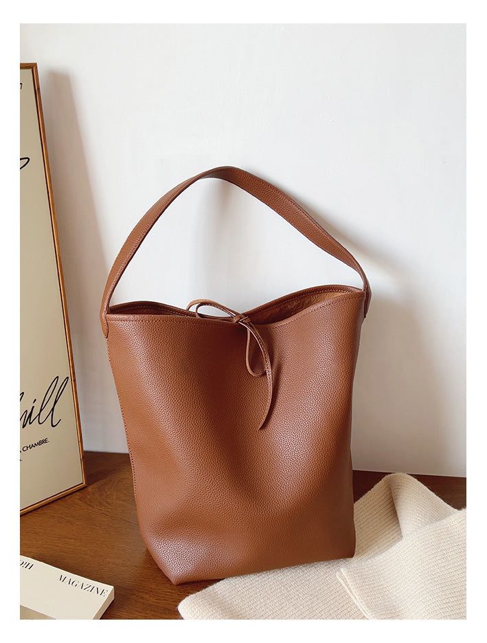 Chic Leather Bucket Bag
