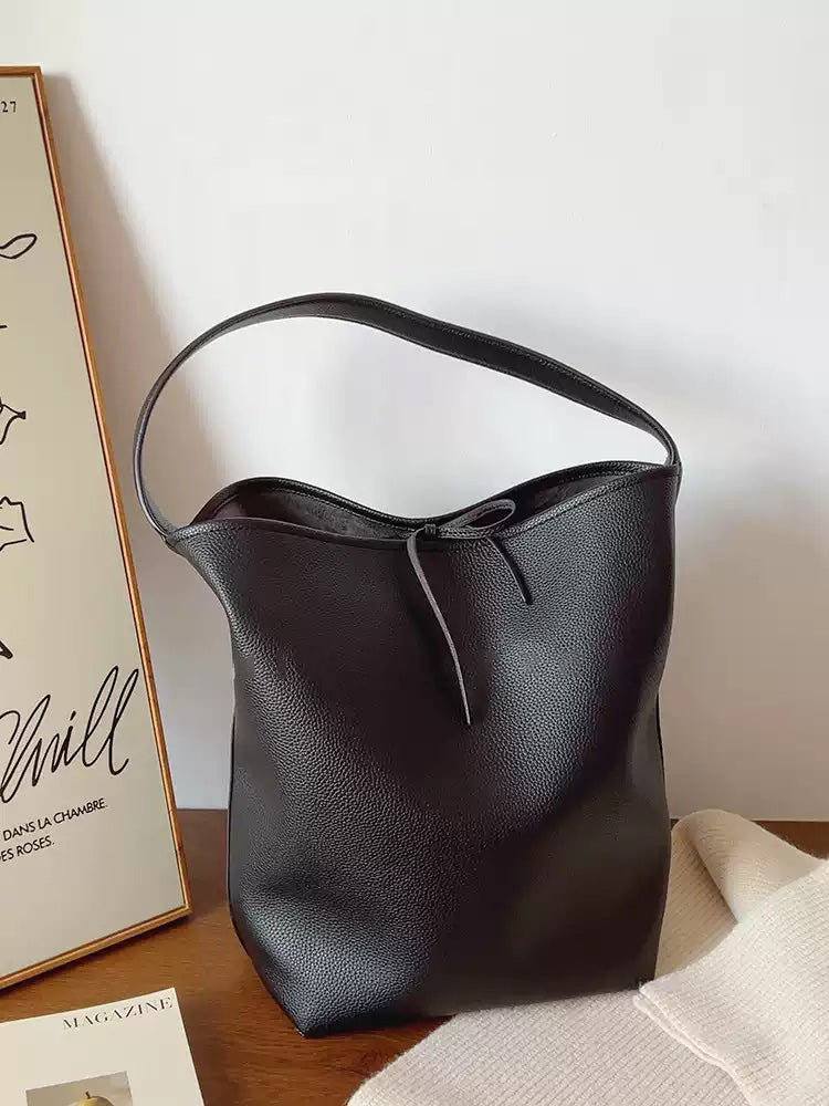 Chic Leather Bucket Bag