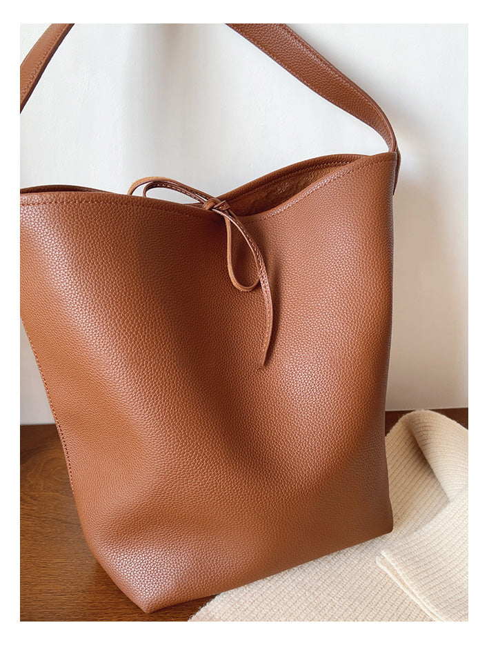 Chic Leather Bucket Bag