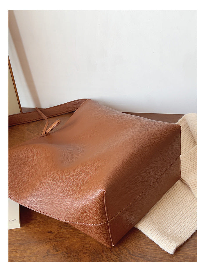Chic Leather Bucket Bag