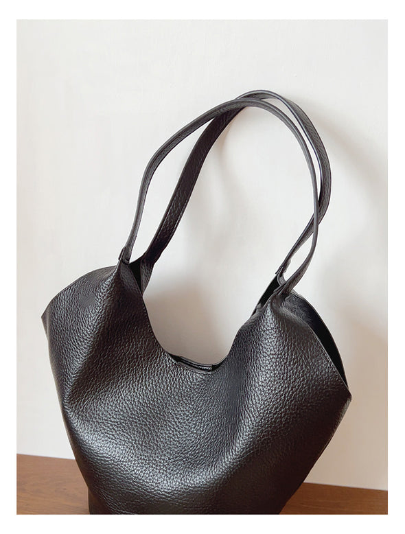 Elena Handbags Simple Leather Tote Bag