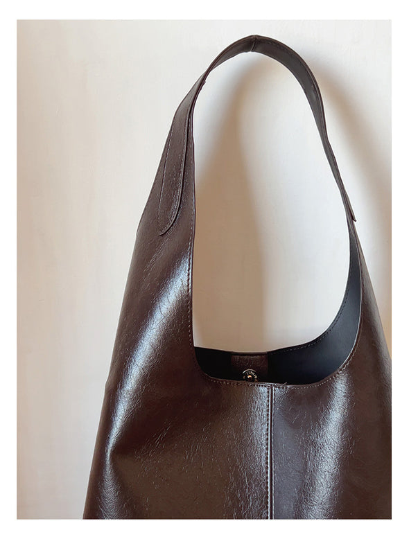 Elena Handbags Simple Leather Tote Bag