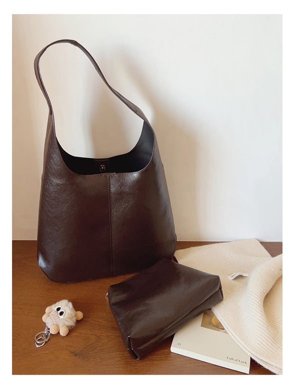 Elena Handbags Simple Leather Tote Bag