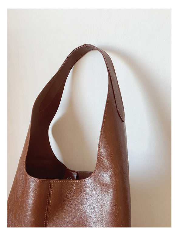 Elena Handbags Simple Leather Tote Bag