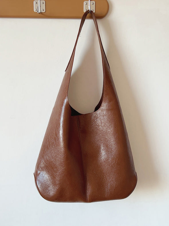 Elena Handbags Simple Leather Tote Bag