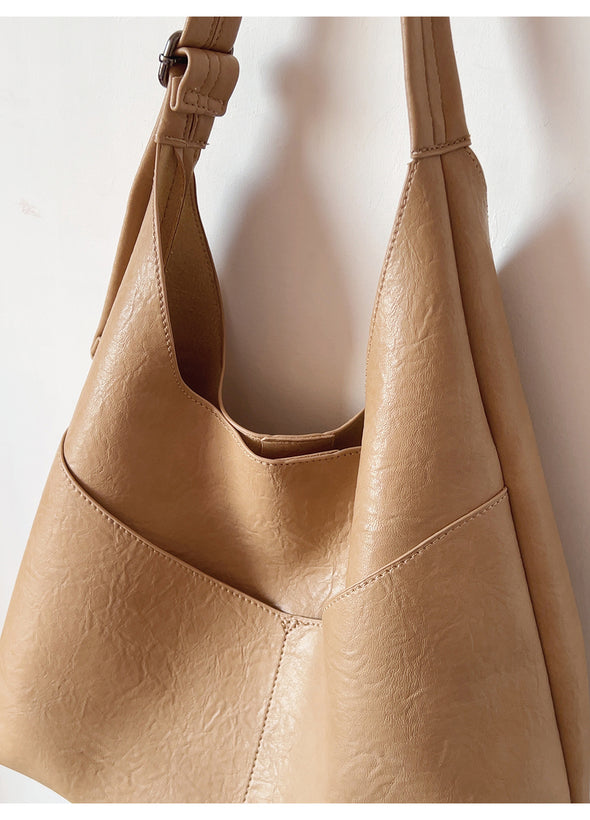Elena Handbags Simple Soft Leather Everyday Medium Hobo Bag