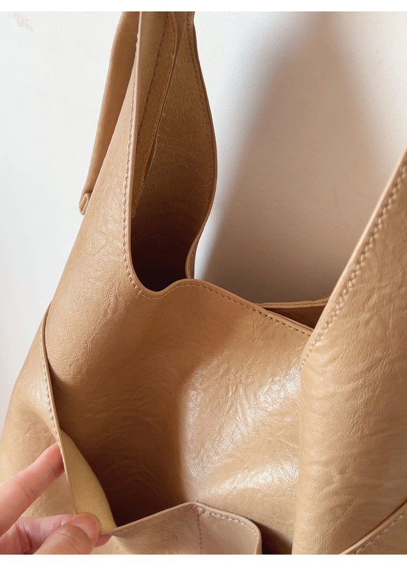 Elena Handbags Simple Soft Leather Everyday Medium Hobo Bag
