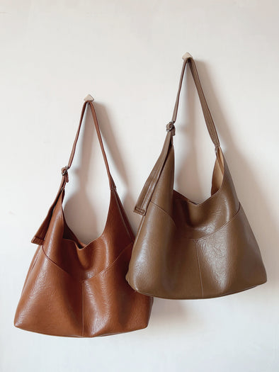 Elena Handbags Simple Soft Leather Everyday Medium Hobo Bag