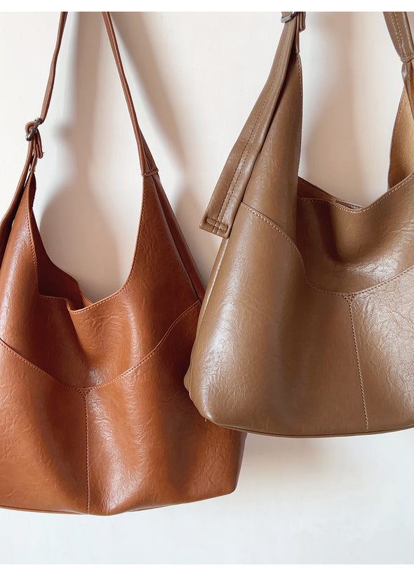 Elena Handbags Simple Soft Leather Everyday Medium Hobo Bag