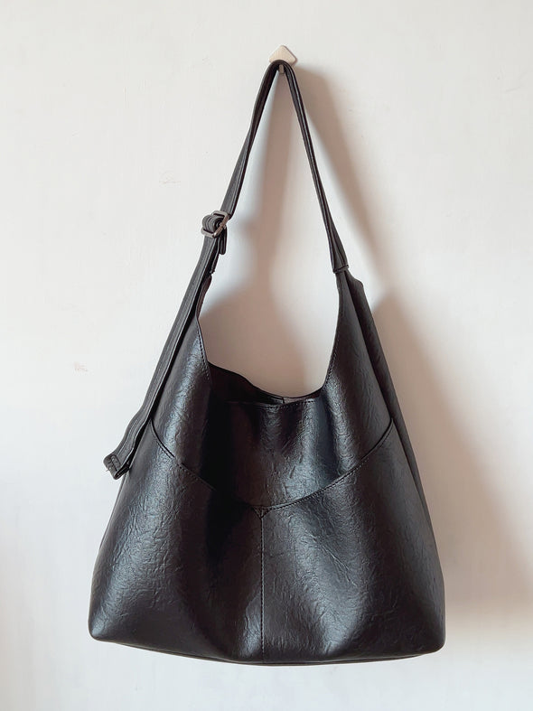 Elena Handbags Simple Soft Leather Everyday Medium Hobo Bag