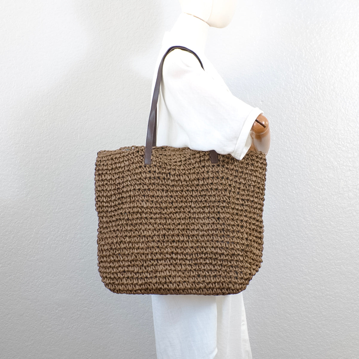 Large Straw Woven Summer Tote Bag