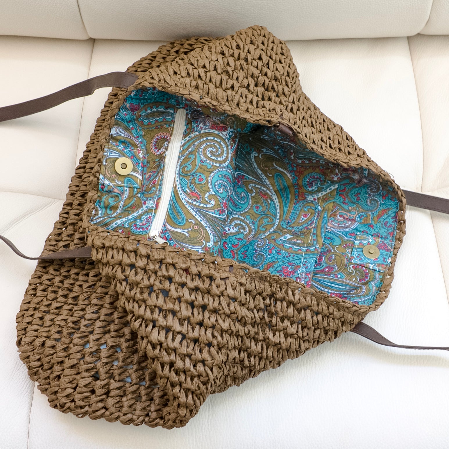 Large Straw Woven Summer Tote Bag