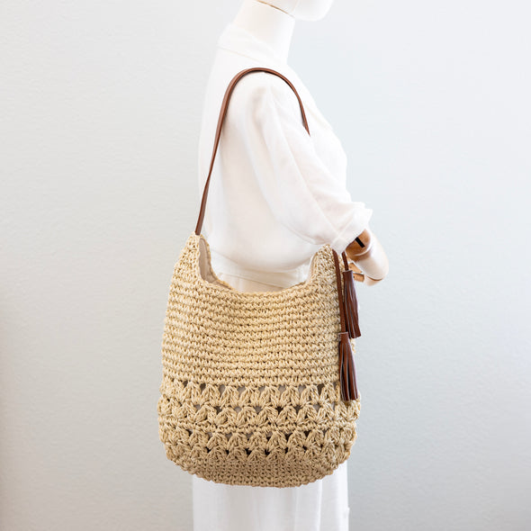 Elena Handbags Straw Woven Tote