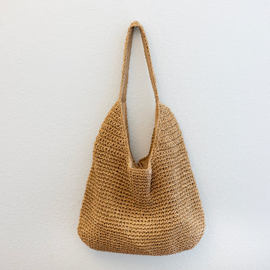 Elena Handbags Simple Straw Woven Shoulder Bag
