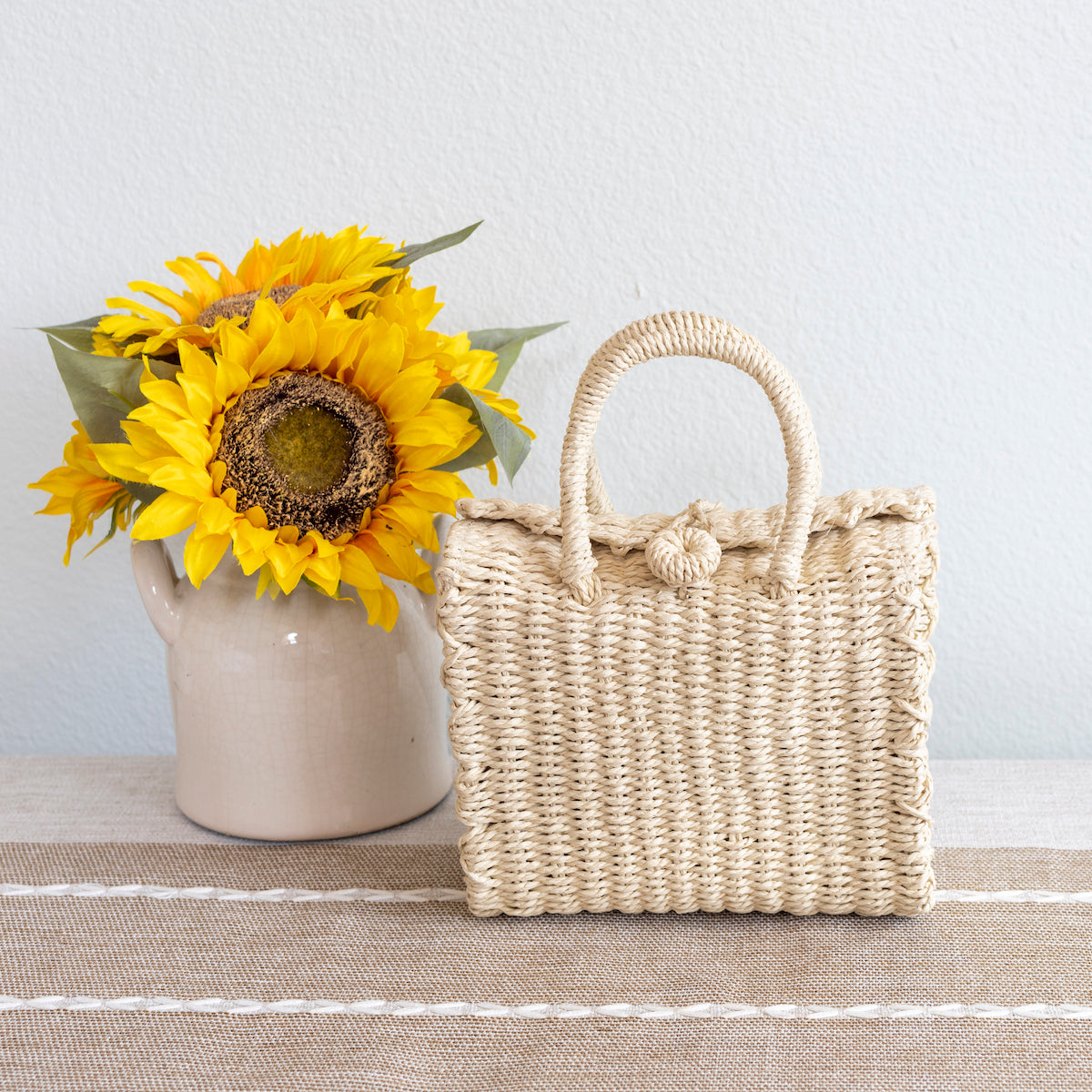 Elena Handbags Beach Straw Woven Box Crossbody Bag