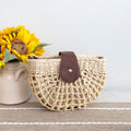 Elena Handbags Summer Straw Half Moon Shoulder Bag