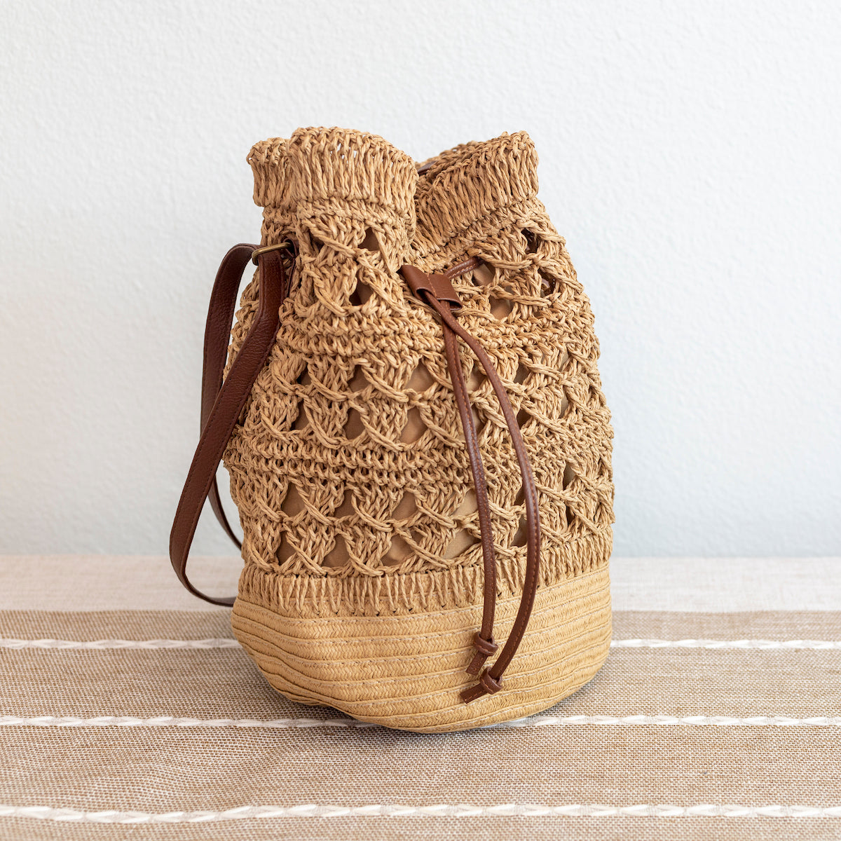 Elena Handbags Summer Straw Bucket Bag Fashion Shoulder Bag