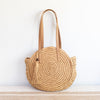 Elena Handbags Straw Woven Round Tote with Leather Strap and Tassel