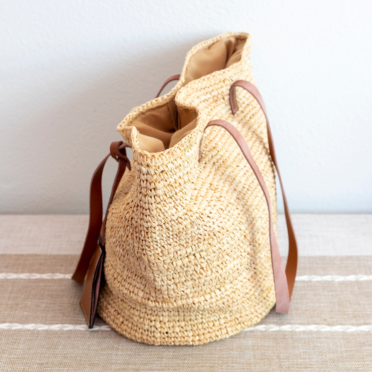 Elena Handbags Women's Large Soft Raffia Woven Summer Straw Tote with