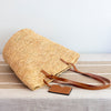 Elena Handbags Women's Large Soft Raffia Woven Summer Straw Tote with Genuine Leather Straps
