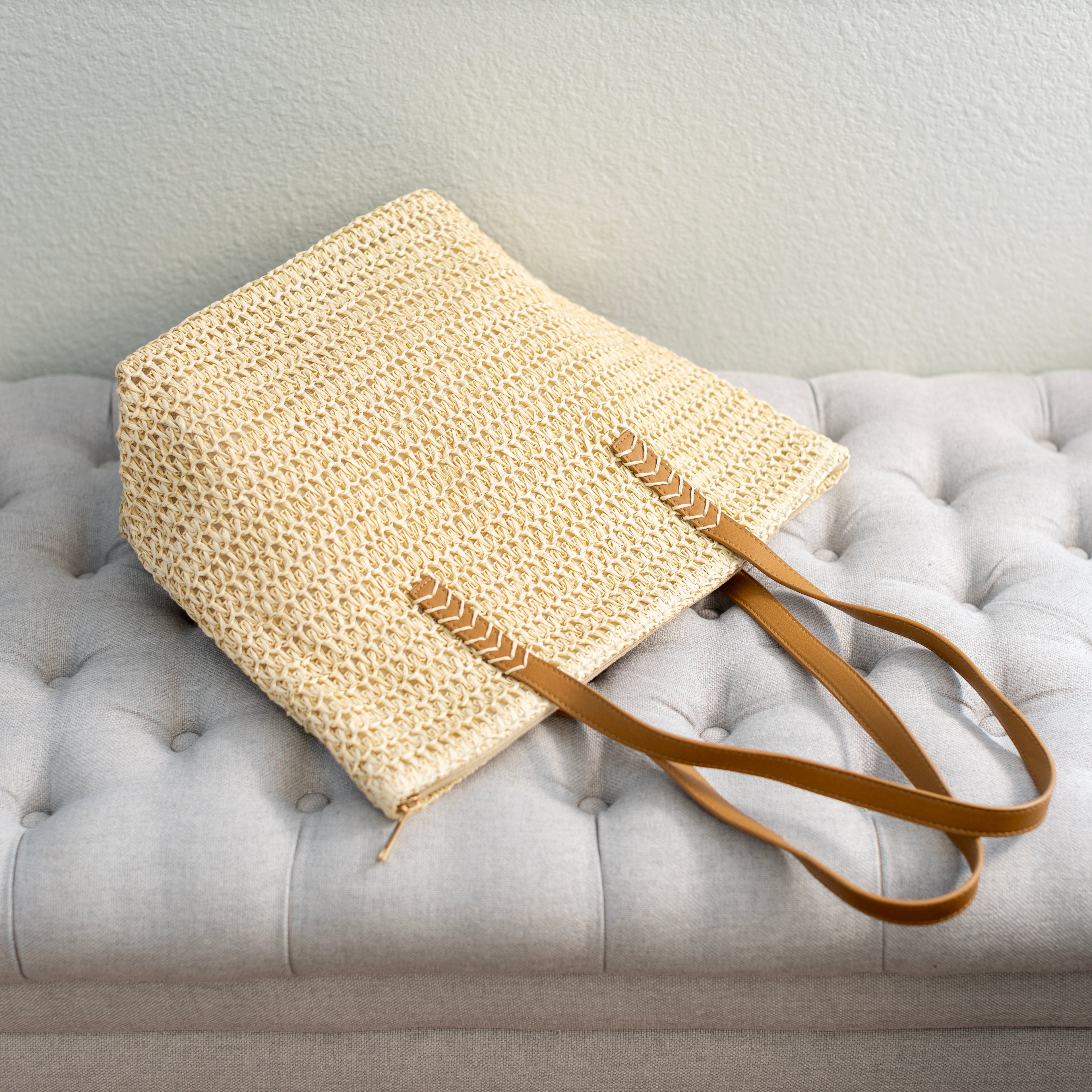 Straw Woven Tote Minimalist Summer Shoulder Bag