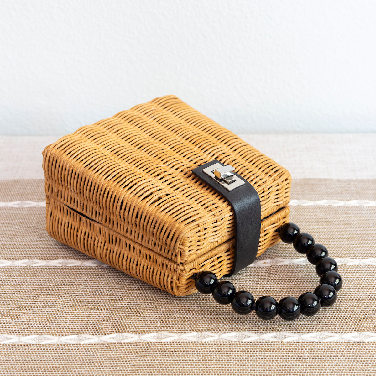 Elena Handbags Rustic Chic Women's Hand Woven Rattan Weave Basket Bag