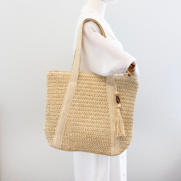 Elena Handbags Large Straw Woven Tote Bag