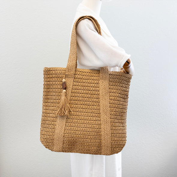 Elena Handbags Large Straw Woven Tote Bag