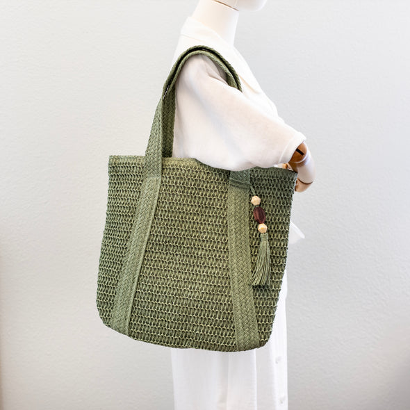 Elena Handbags Large Straw Woven Tote Bag