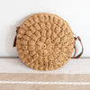 Elena Handbags Straw Woven Round Tote with Leather Strap
